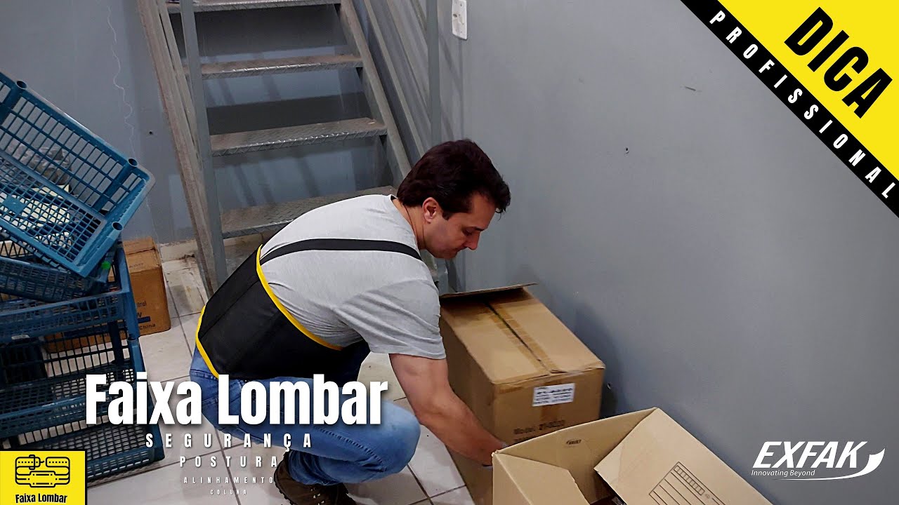 Como usara cinta lombar para proteger coluna e lombar no ambiente de trabalho? Faixa Lombar Exfak