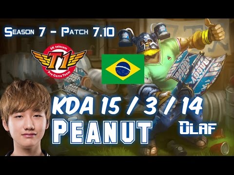 SKT T1 Peanut OLAF vs WARWICK Jungle - Patch 7.10 BR Ranked