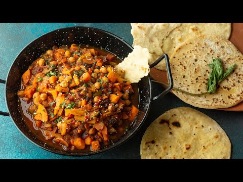 EASY VEGAN TAGINE RECIPE with SIMPLE HOMEMADE FLATBREAD