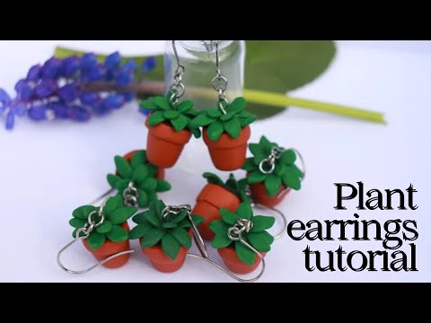 Polymer clay plant earrings