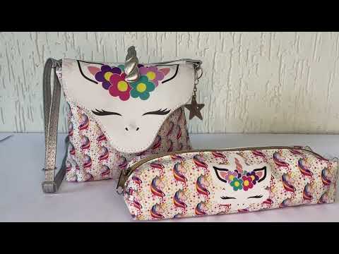 Kit Infantil Bolsa e Estojo Unicórnio Feliz, Magicc Bolsas