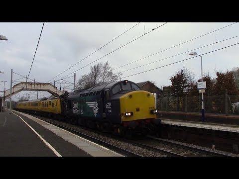 37038 & 37059 at Carluke on 1Q80 Mossend - Mossend Network Rail PLPR train 26/3/19