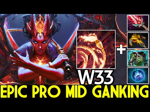 W33 [Queen of Pain] Epic Pro Mid Ganking Beautiful Sonic Wave Dota 2