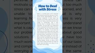 How to Deal with Stress #readingeanglish #english