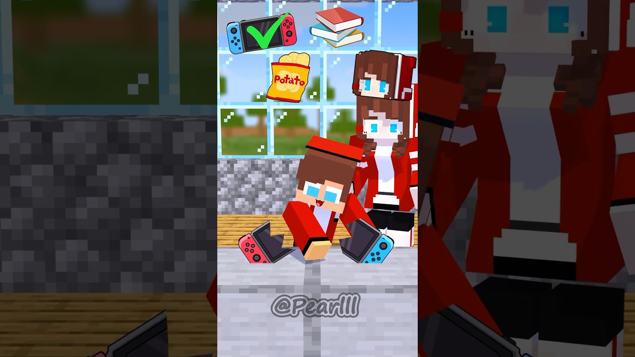 JJ Game or Study Split Things - MAIZEN Minecraft Animation #shorts