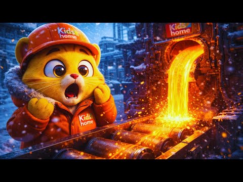 Yellow Cats Make Marbles! 🐱✨ Inside the Snowy Factory | Full Factory Process