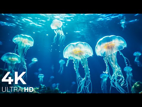 Relaxing Jellyfish Dance in Stunning 4K with Calming Music