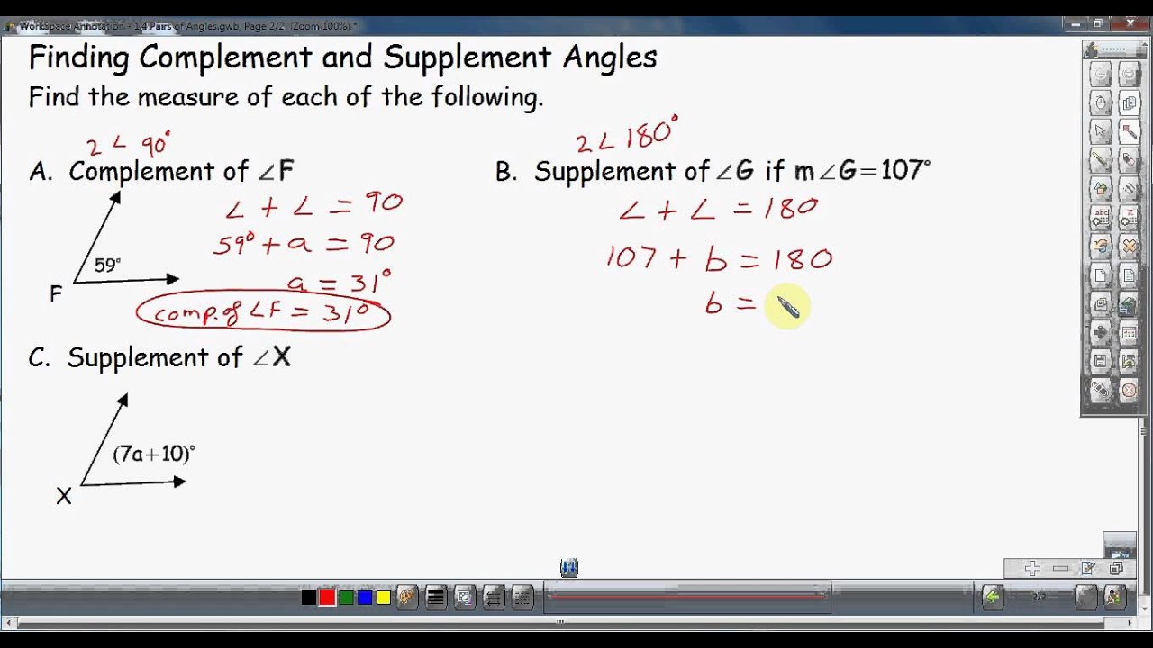 Finding Complement and Supplement Angles