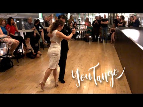  Gustavo Gómez  and  Gabi Gómez  are  dancing  to  the  tango  "  No Me Hablen De Ella  "  by  Osvaldo Pugliese  in  2019