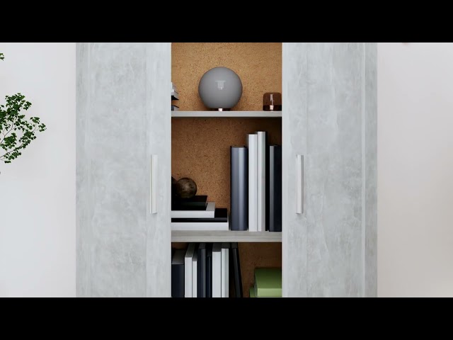 Video teaser per 802718 vidaXL Book Cabinet Concrete Grey 82,5x30,5x115 cm Engineered Wood