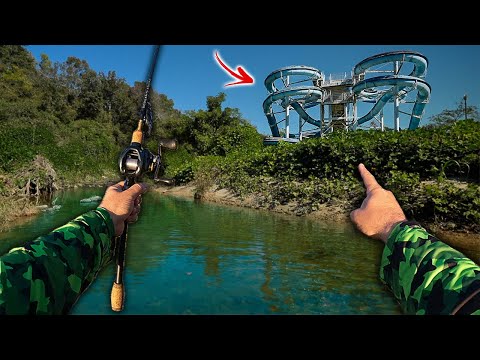Fishing in ABANDONED WATER PARK!! (kicked out)