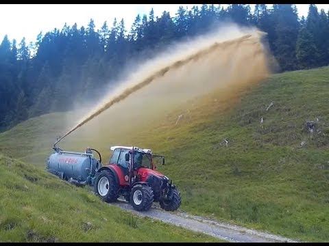 Gülleausbringung im Berggebiet mit Lindner Geotrac 94