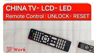 All China TV Remote Control Reset or unlock /China TV, LED Lcd TV Remote Control /@majidtechmaster