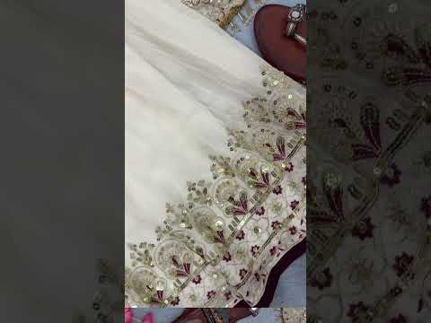 White Designer Faux Georgette Heavy Embroidered Top & Plazzo Set with 5mm Sequins & Rivet Moti Work