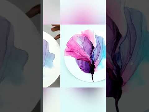 Making flowers with alcohol inks. Flowers with veins and lines.