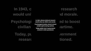 In 1943, citizens believed research would unify war efforts and morale.