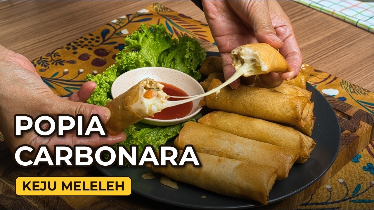 Popia Carbonara Keju Meleleh | Rangup Luar, Inti Berkrim, Tak Bocor