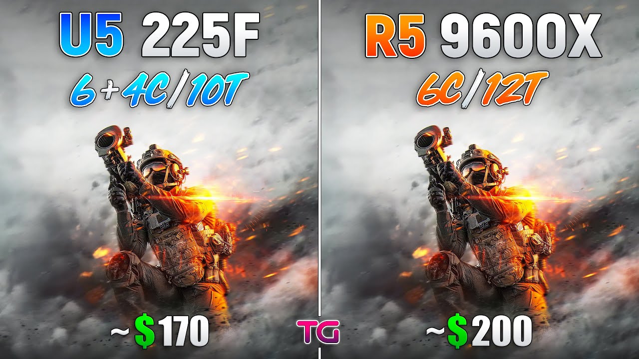 Ryzen 5 9600X vs Ultra 5 225F - Test in 11 Games | RTX 5090