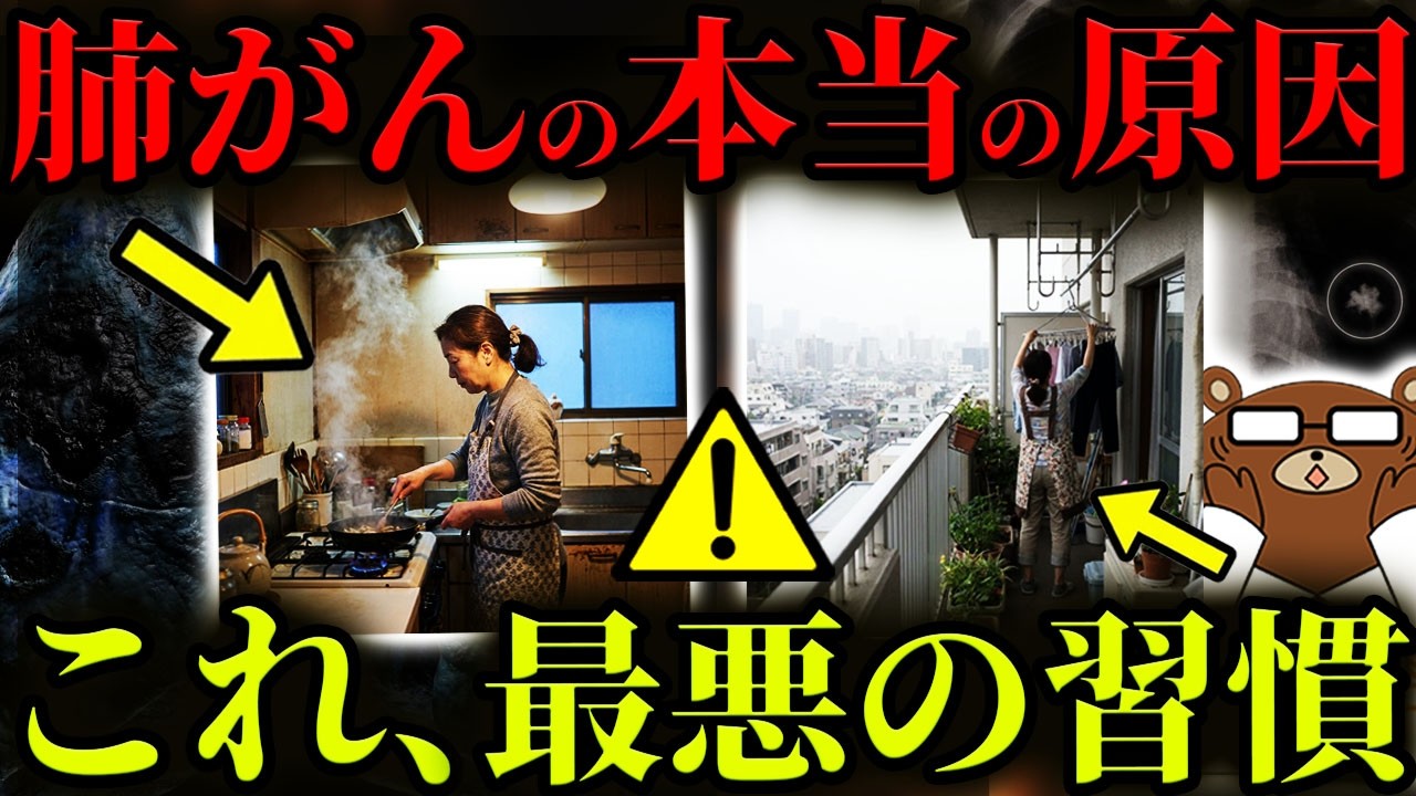 【タバコではない】超意外。絶対に知らないと後悔する、肺がんになる人が共通して行っている行動。日本人に多い理由。毎日の〇〇には要注意。まさかの「キッチン」が原因？PM2.5黄砂の影響は。医師が完全解説。