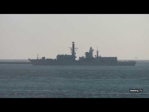 HMS KENT F78 PASSES NATO WARSHIPS IN PLYMOUTH SOUND - 14th February 2019