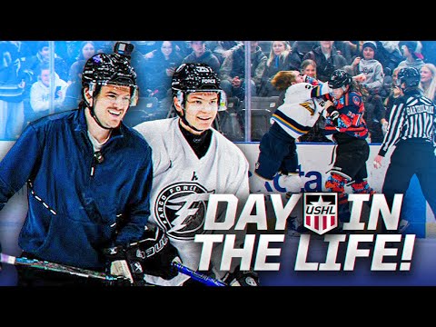 Day in the Life of a USHL Junior Hockey Player... *HUGE FIGHT*