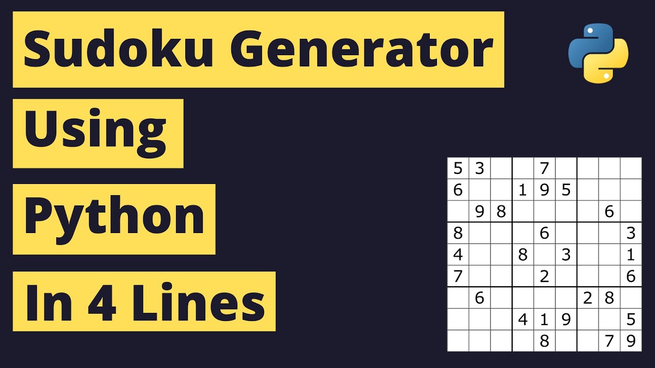 Sudoku Generator Using Python | 4 Lines of Code | dokusan
