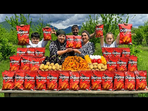 DORITOS FRY RECIPE | Fried Vegetable's Doritos Making In Village | Hot Oil Eggplant And Pepper