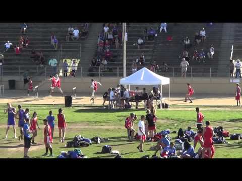 JVB 300m Hurdles at Newport Harbor 3-26-15 - Los Alamitos Boys
