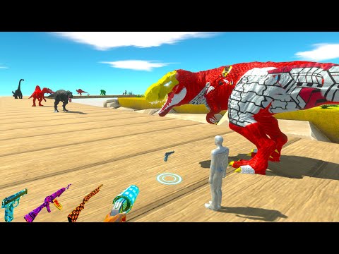 FPS AVATAR & IRON MAN T-REX RESCUE MISSION DEATH RUN - Animal Revolt Battle Simulator