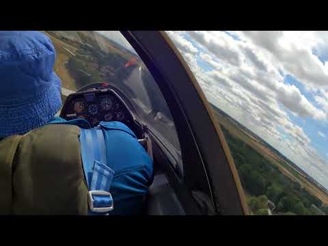 aerotow cable break and recovery ASK21 glider behind Turbo Falke in gusty conditions. gliding