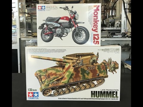 New Tamiya plastic model kits coming soon 1/35 Hummel and 1/12 Honda Monkey