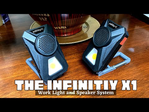 2-Pack Infinity X1 Stereo, Wireless, Rechargeable 700 Lumens Work light with Bluetooth Speakers