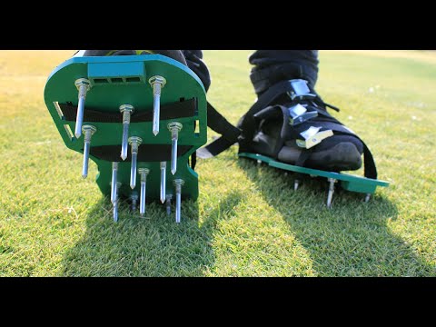 芝生にエアレーションを施す方法