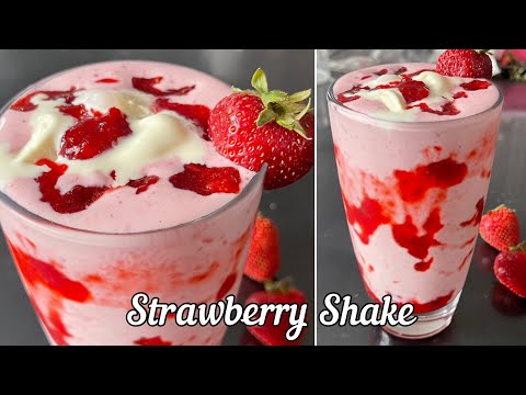Strawberry Milkshake with homemade strawberry crush syrup | strawberry recipes | strawberry shake