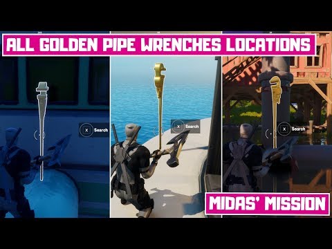 Search Different Golden Pipe Wrenches Locations in Fortnite! - Midas' Mission Week 10