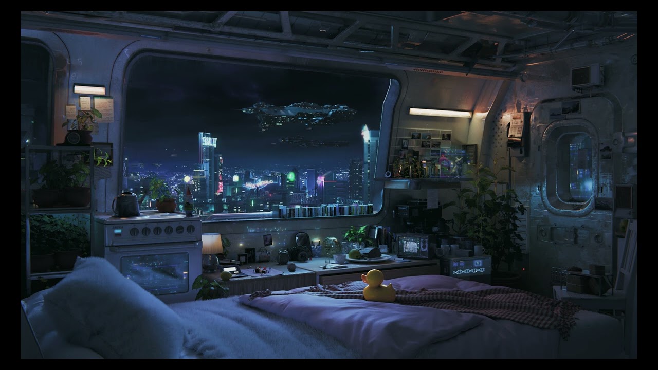 Bedroom Dystopian Cyberpunk City Live Wallpaper