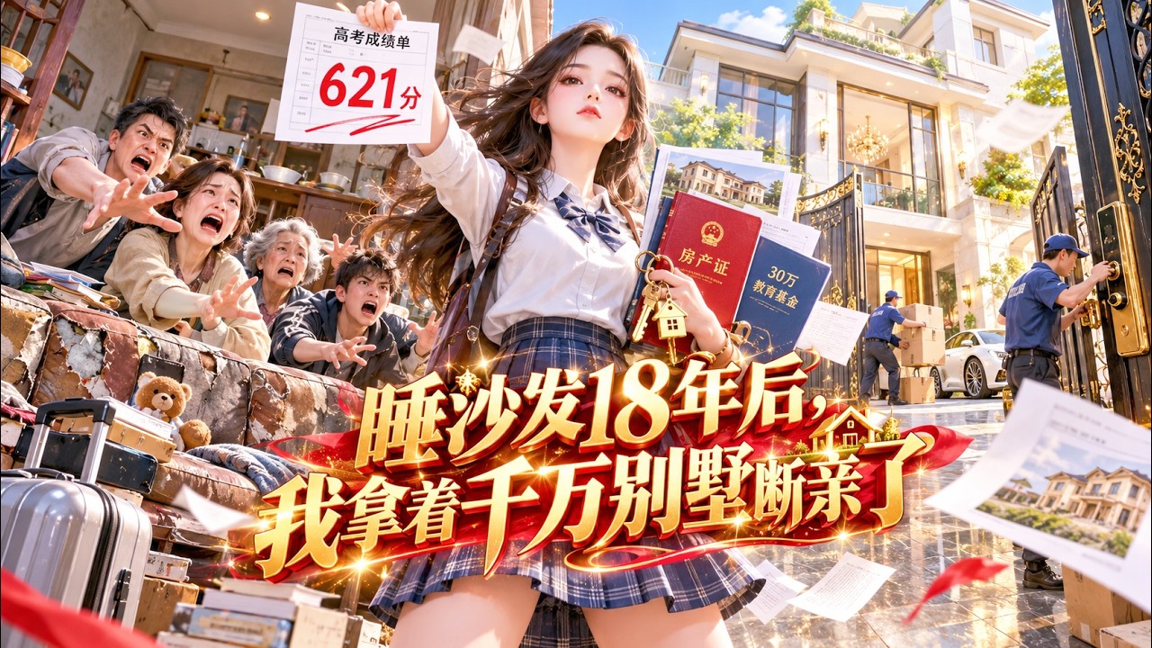 【首播新剧】家里5套房却让我睡沙发18年，高考621分却被逼留在家里！我连夜填志愿，甩出爷爷千万别墅和30万教育基金：这套房我说了算！当天搬家换锁断亲！