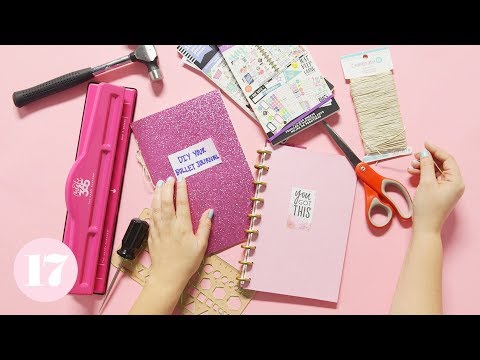 Part of a video titled How to Make a DIY Bullet Journal | Plan With Me - YouTube