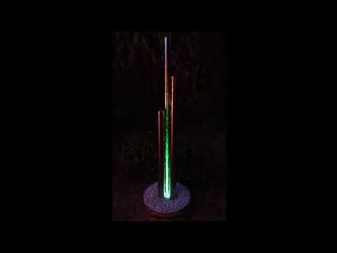 Säulenbrunnen aus Edelstahl mit LED Beleuchtung, Farbwechsel