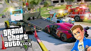 Flatbed Towing a Wrecked $4.5M Supercar - GTA 5 REAL LIFE MOD #6 | Let