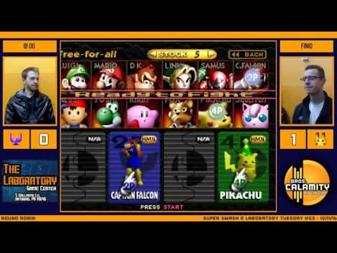 S@LT #53  Finio Pikachu vs Q! iXi Falcon   Round Robin   SSB64 Singles