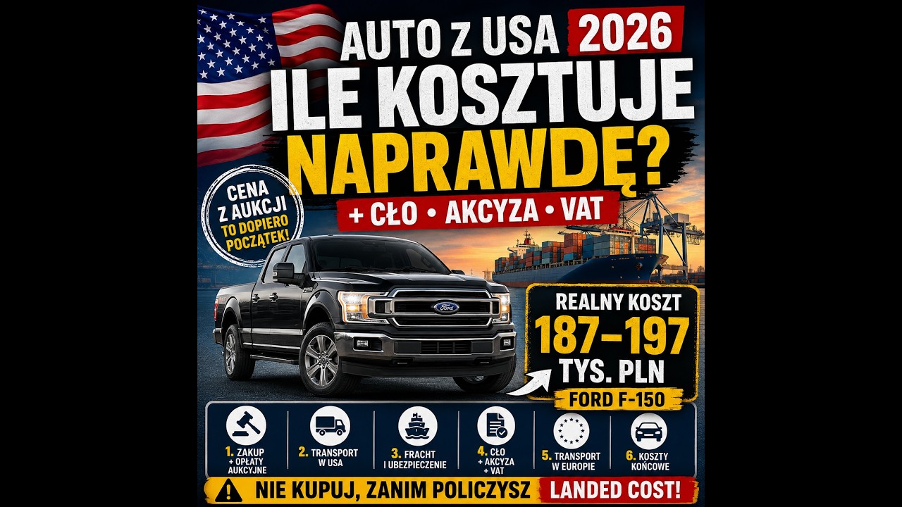 Prawdziwy koszt importu samochodów z USA w 2026