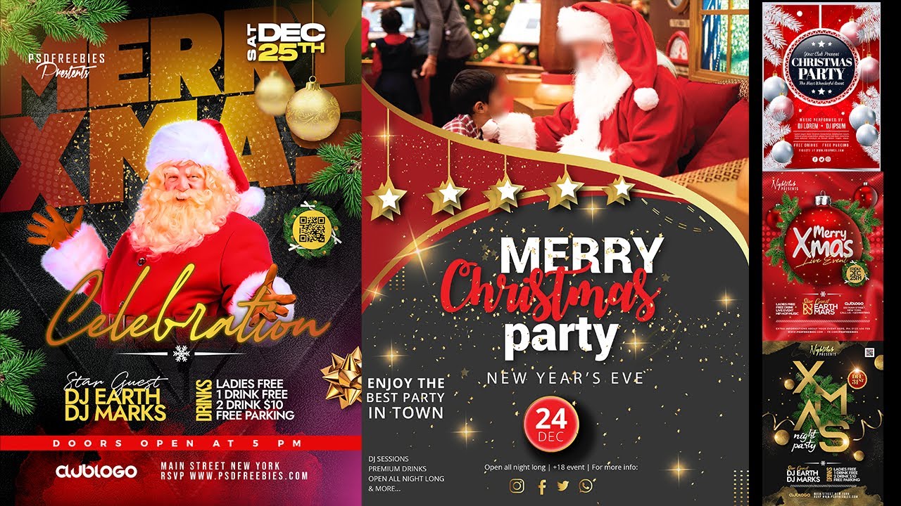20+ Christmas Party Celebration Flyers PSD Photoshop Tutorial Part 1