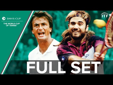 Agassi v Leconte | Davis Cup 1989 Quarterfinals | USA v France | ITF
