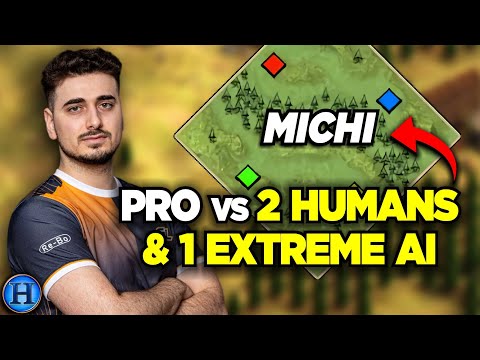 Pro Player vs 2 Humans & 1 Extreme AI ON MICHI | AoE2