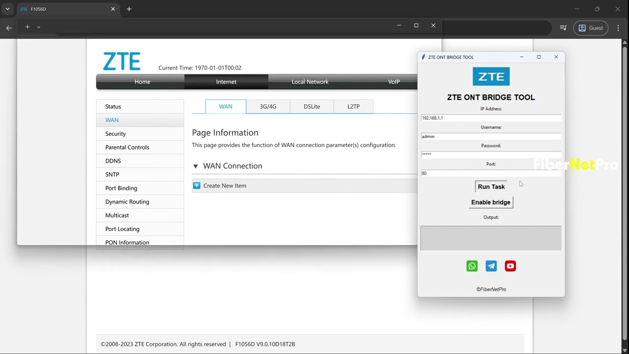 ZTE ONT BRIDGE MODE ENABLE TOOL || NEW VERSION || FiberNetPro