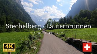 Stechelberg - Lauterbrunnen Riverside Stroll through the Valley of Waterfalls, Switzerland 4K