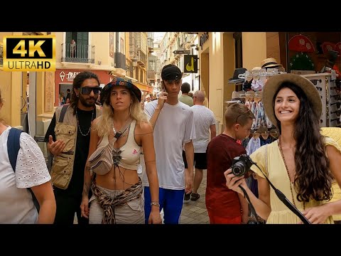 Malaga Spain Walking Tour August 2022 🌴 City Center 🅼🅰🅻🅰🅶🅰 - Summer City Walk Spain