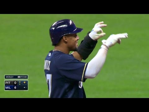 PIT@MIL: C. Gomez's drives an RBI double to center