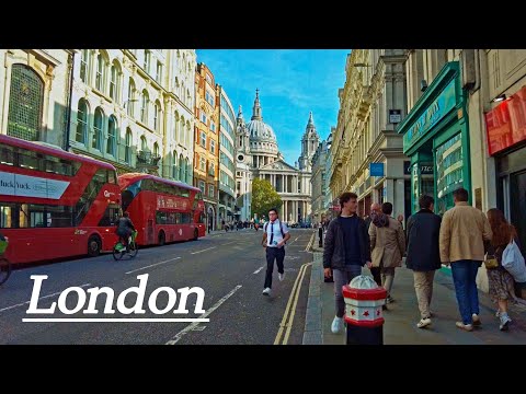 Farringdon London. 🍂Walking from St John's gate to Blackfriars Station, 4K